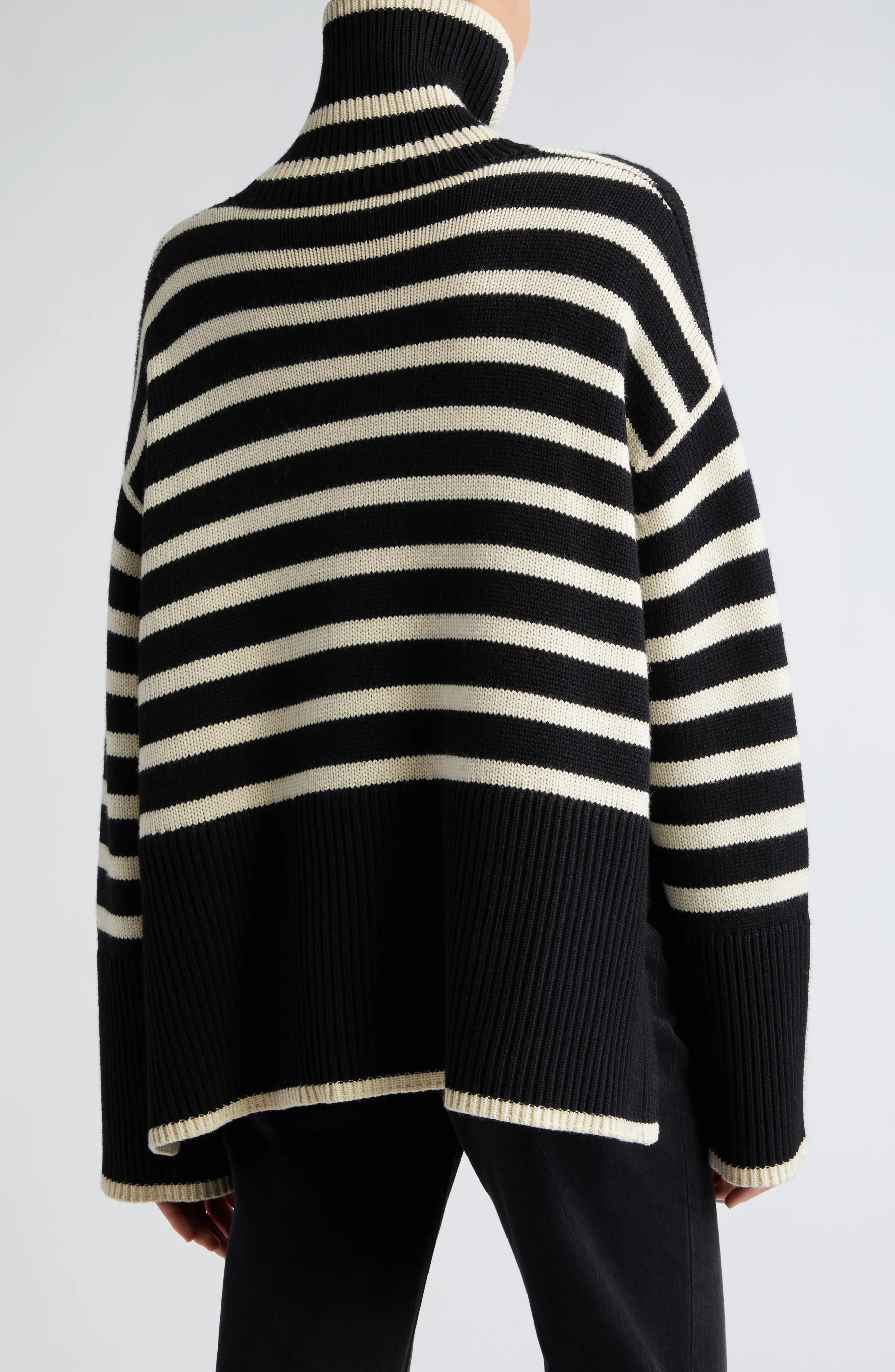 Stripe Wool Blend Turtleneck Sweater - 3