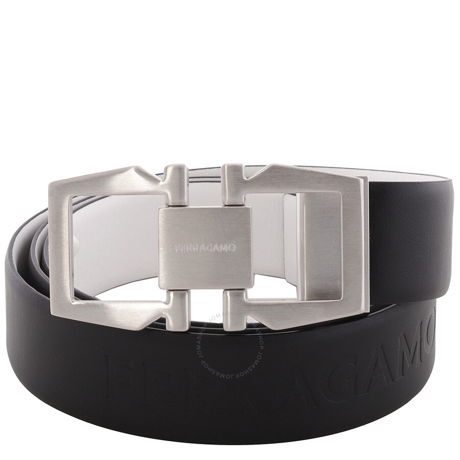 Ferragamo Gancini Buckle Debossed Logo Leather Belt - 1