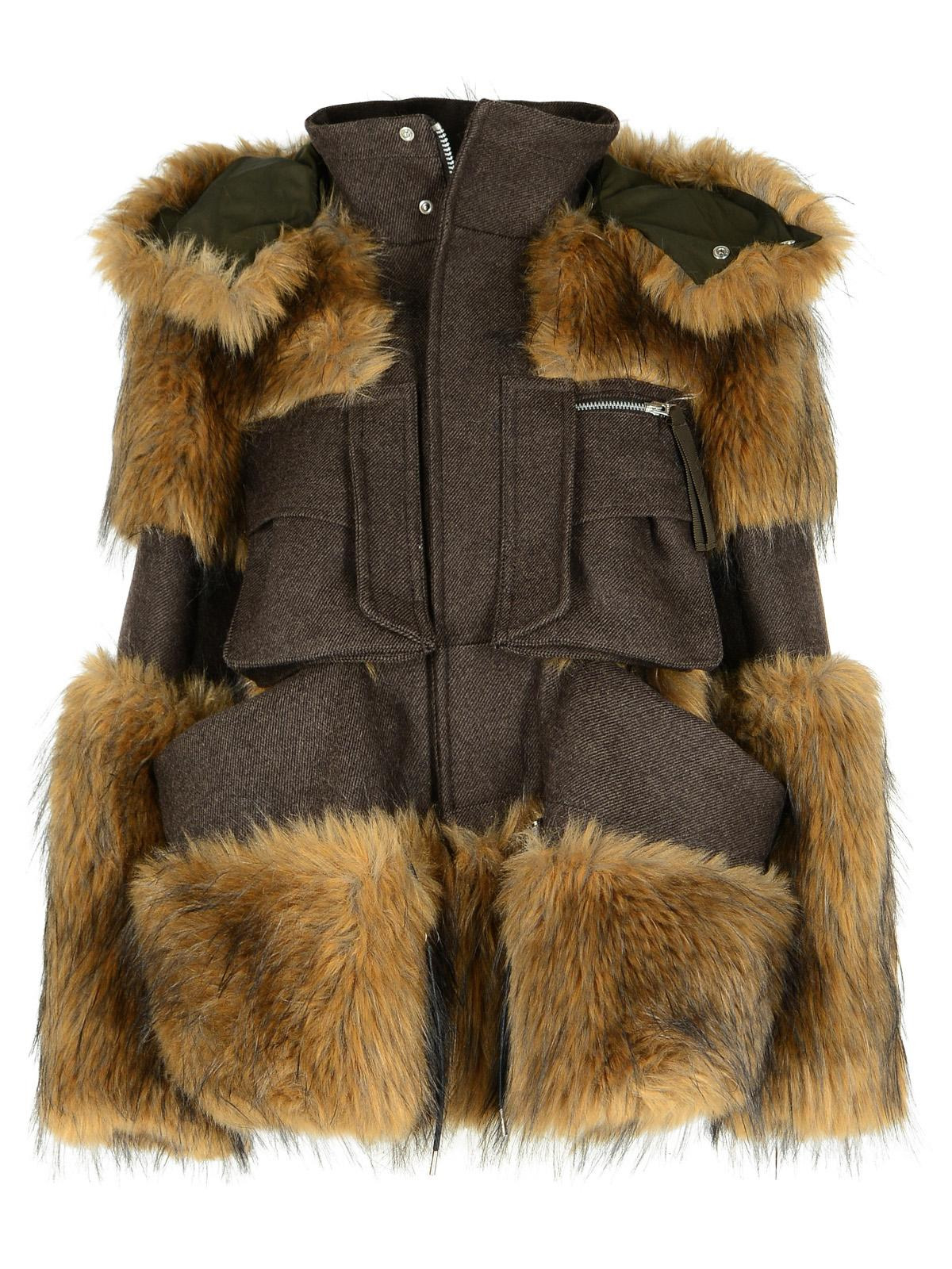 Sacai Brown Wool Jacket Women - 1