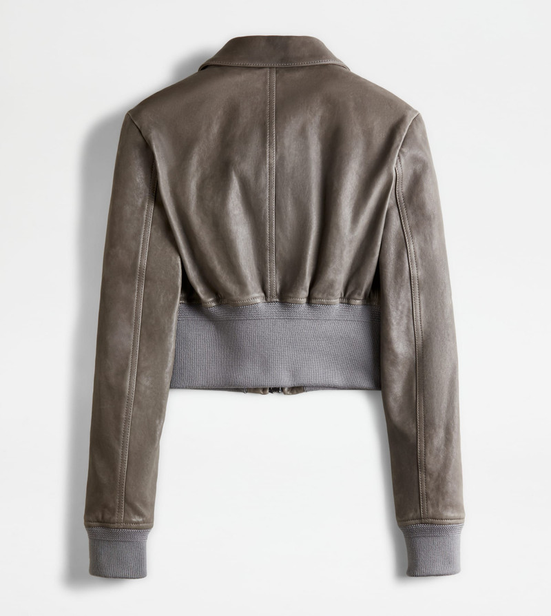 AVIATOR JACKET IN LEATHER - GREY 7
