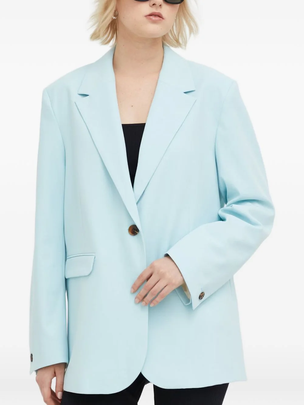 notched-lapel buttoned blazer - 1