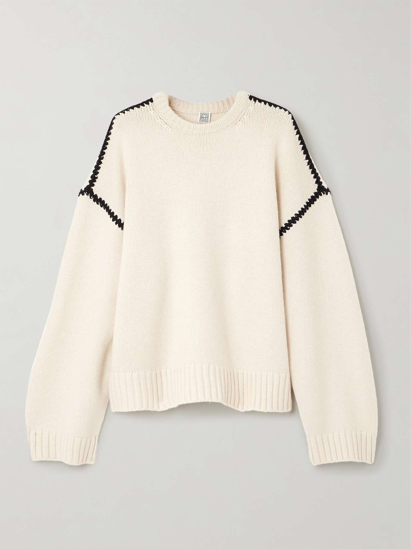 Oversized whipstitched wool, cashmere and cotton-blend sweater - 1