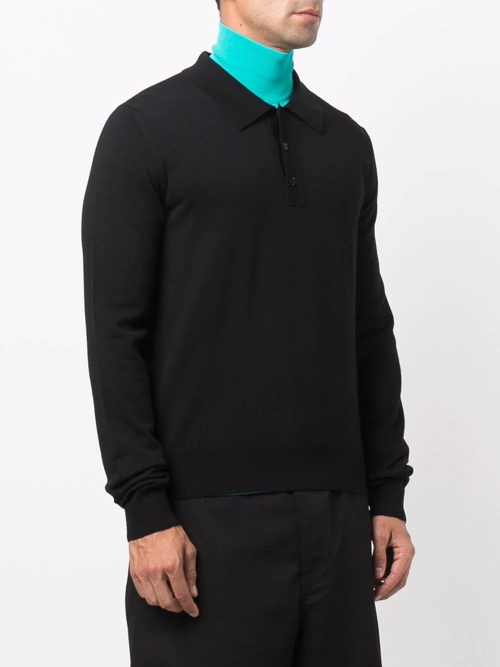 knitted long-sleeve polo shirt - 3