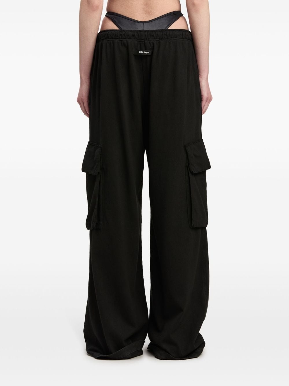 wide-leg cotton cargo trousers - 5