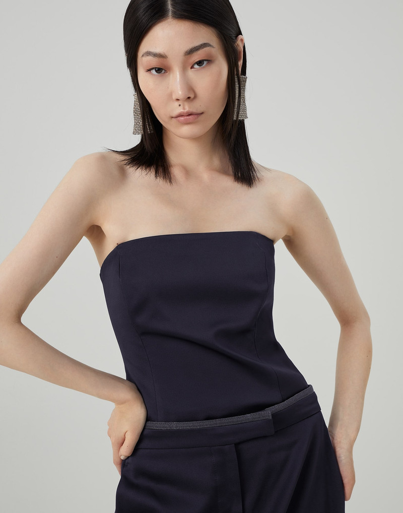 Satin cady strapless top 4