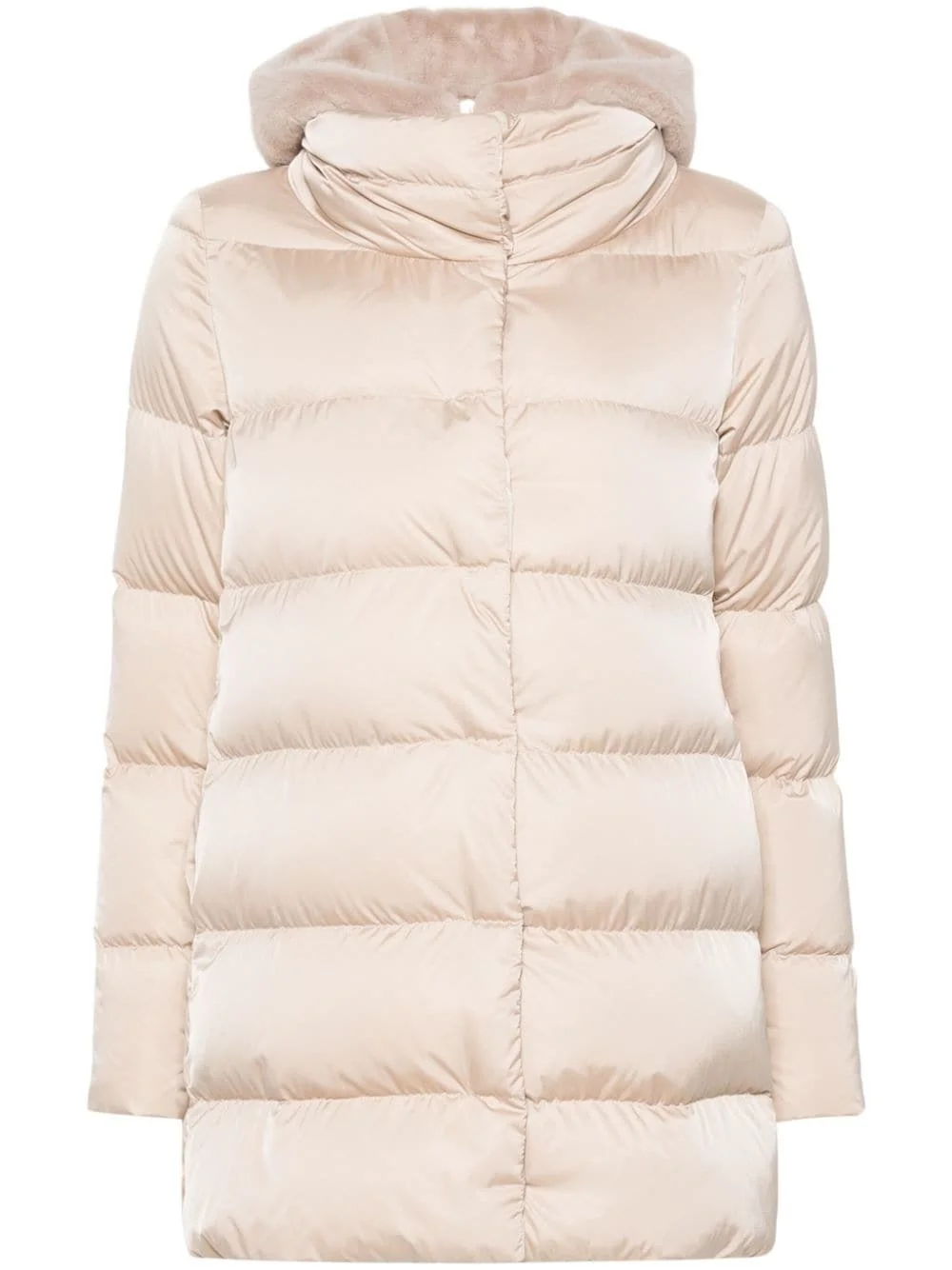 faux-fur quilted down jacket - 1