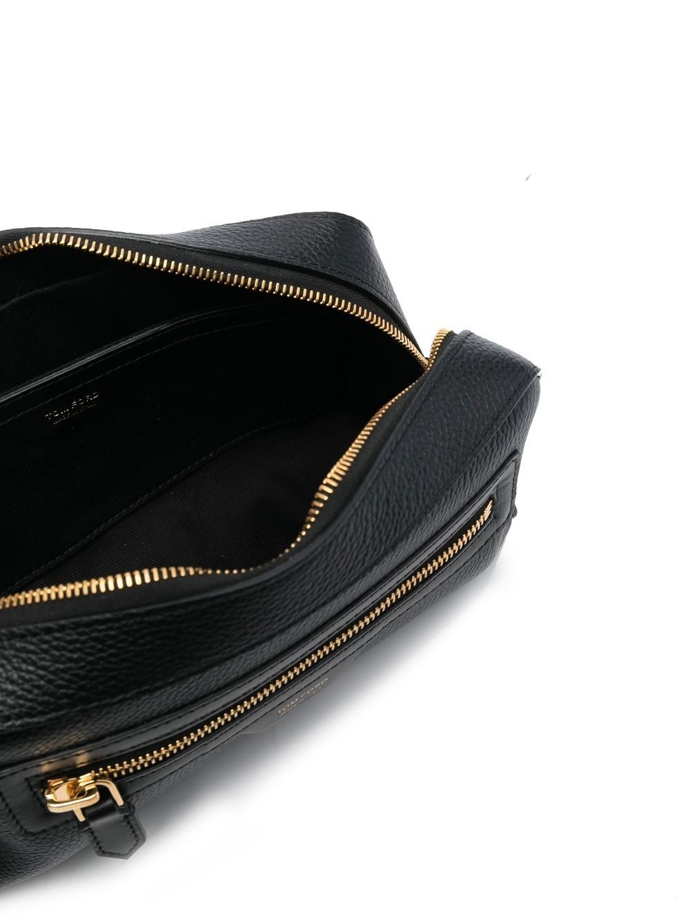 grained-leather logo-stamp wash bag - 4