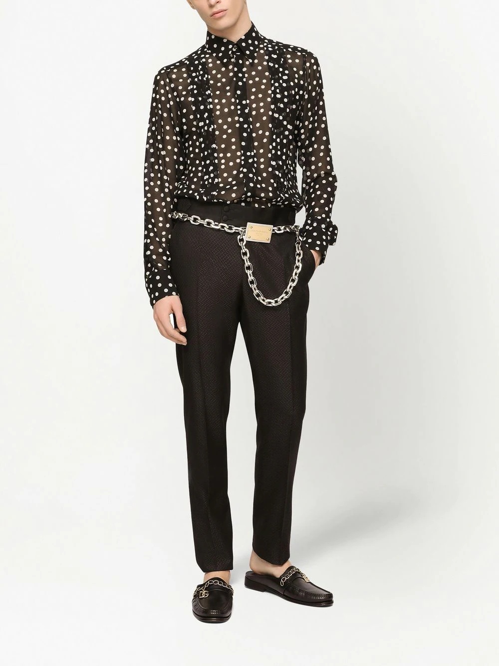 polka dot-print georgette shirt - 2