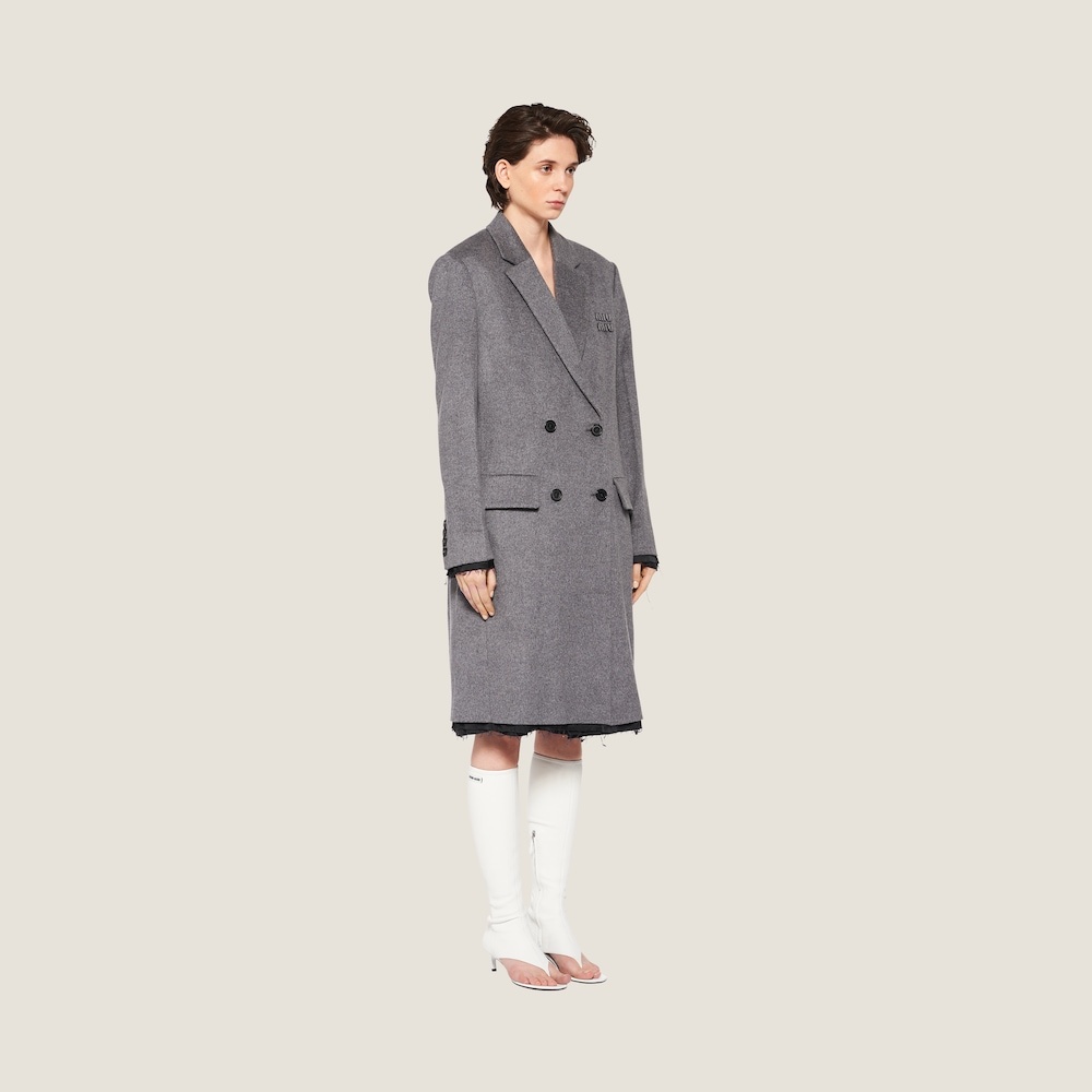 Double-breasted velour coat - 5