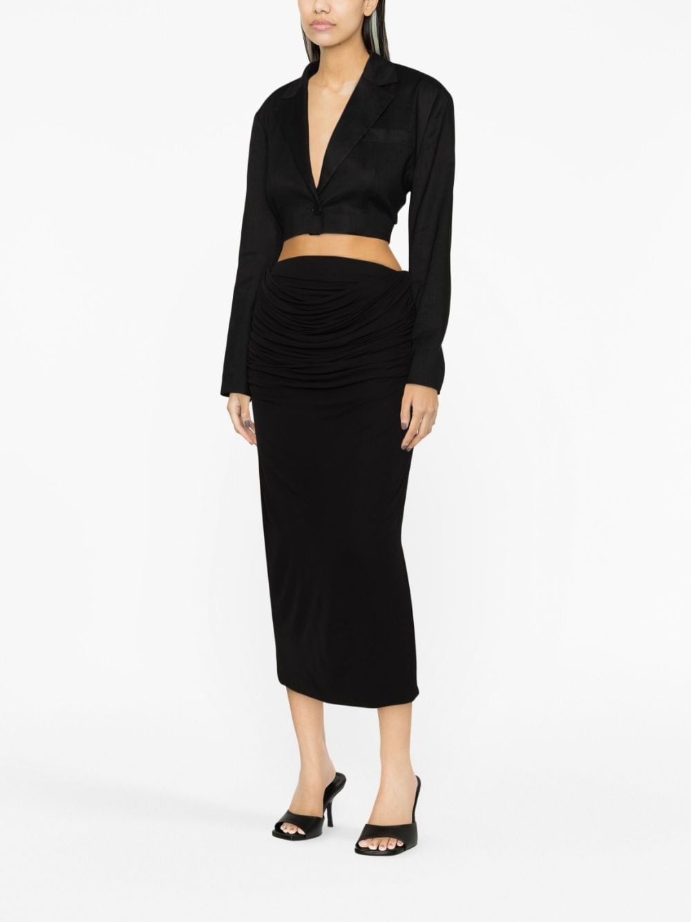 draped midi straight skirt - 3