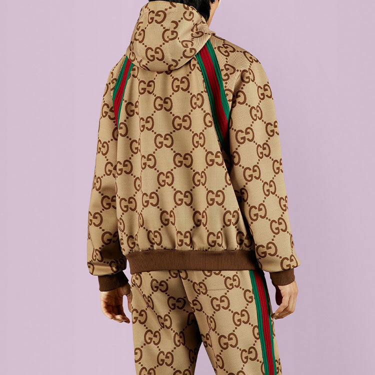 Gucci Jumbo GG Zip Jacket With Web 'Beige Ebony' 713974-XJETI-2270 - 3