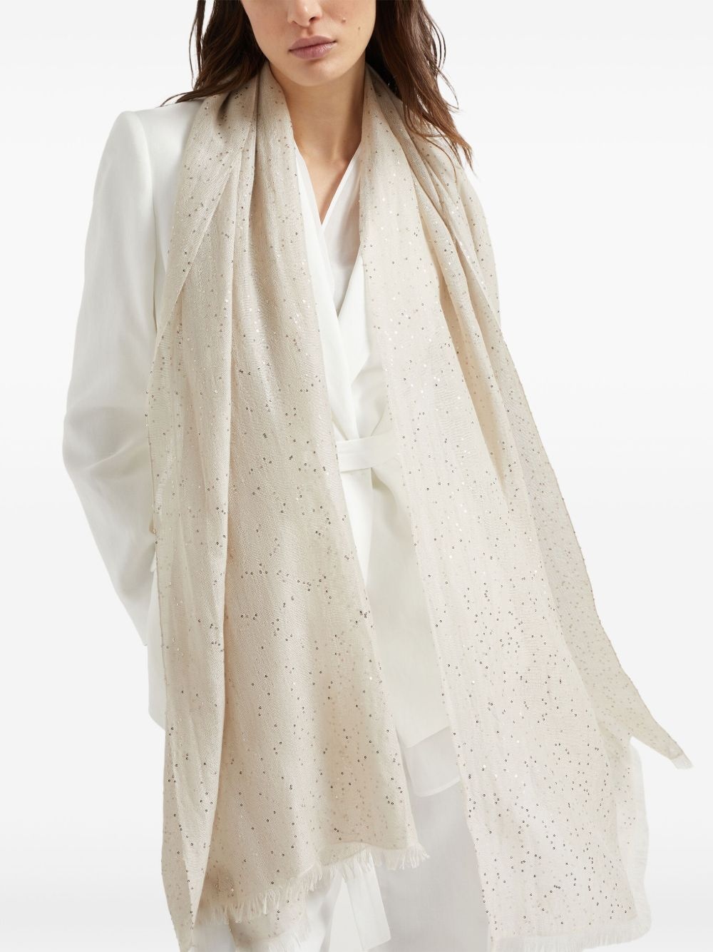 sequin-embellished scarf - 5