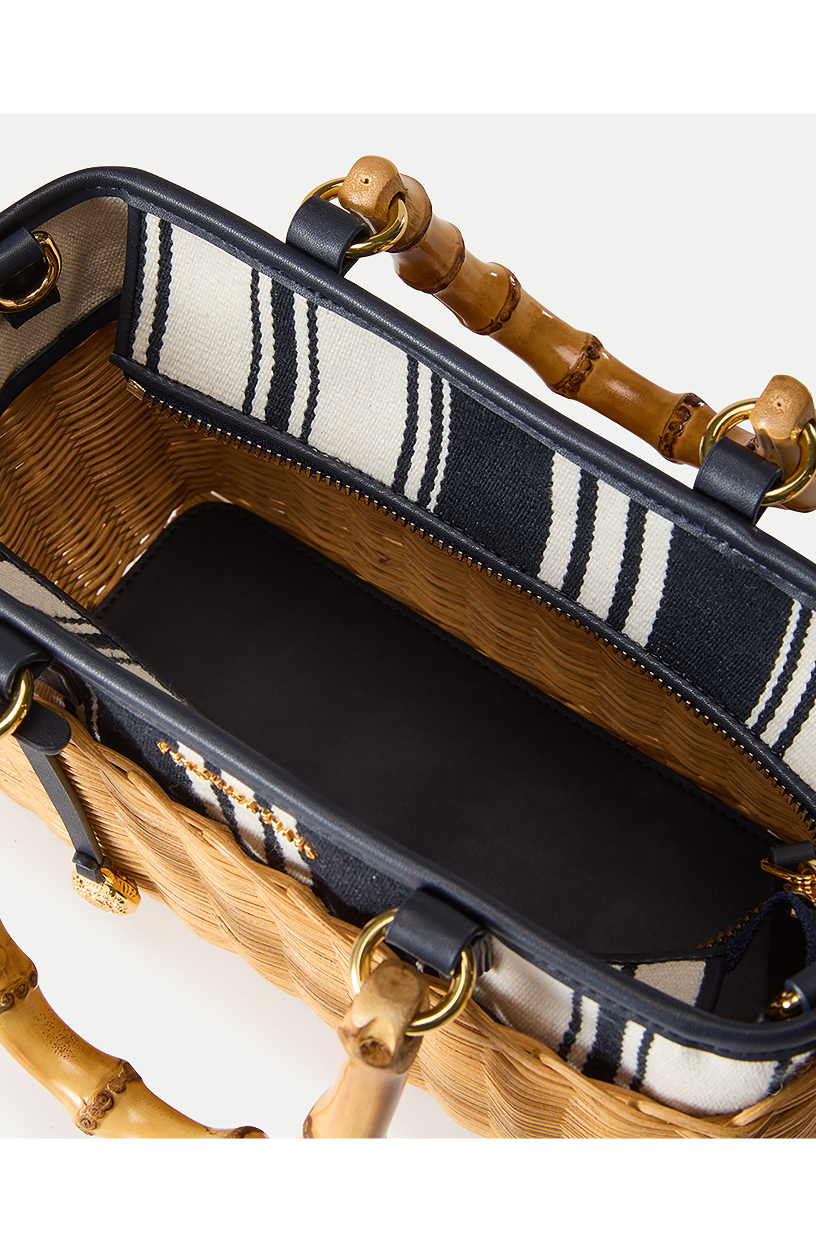 Veronica Beard Porto Wicker Stripe Canvas Bag in Natural Wicker/Navy Stripe at Nordstrom - 4