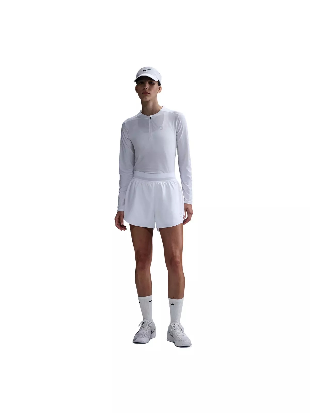 Women's Court Dri-Fit Advantage Short-White - 3