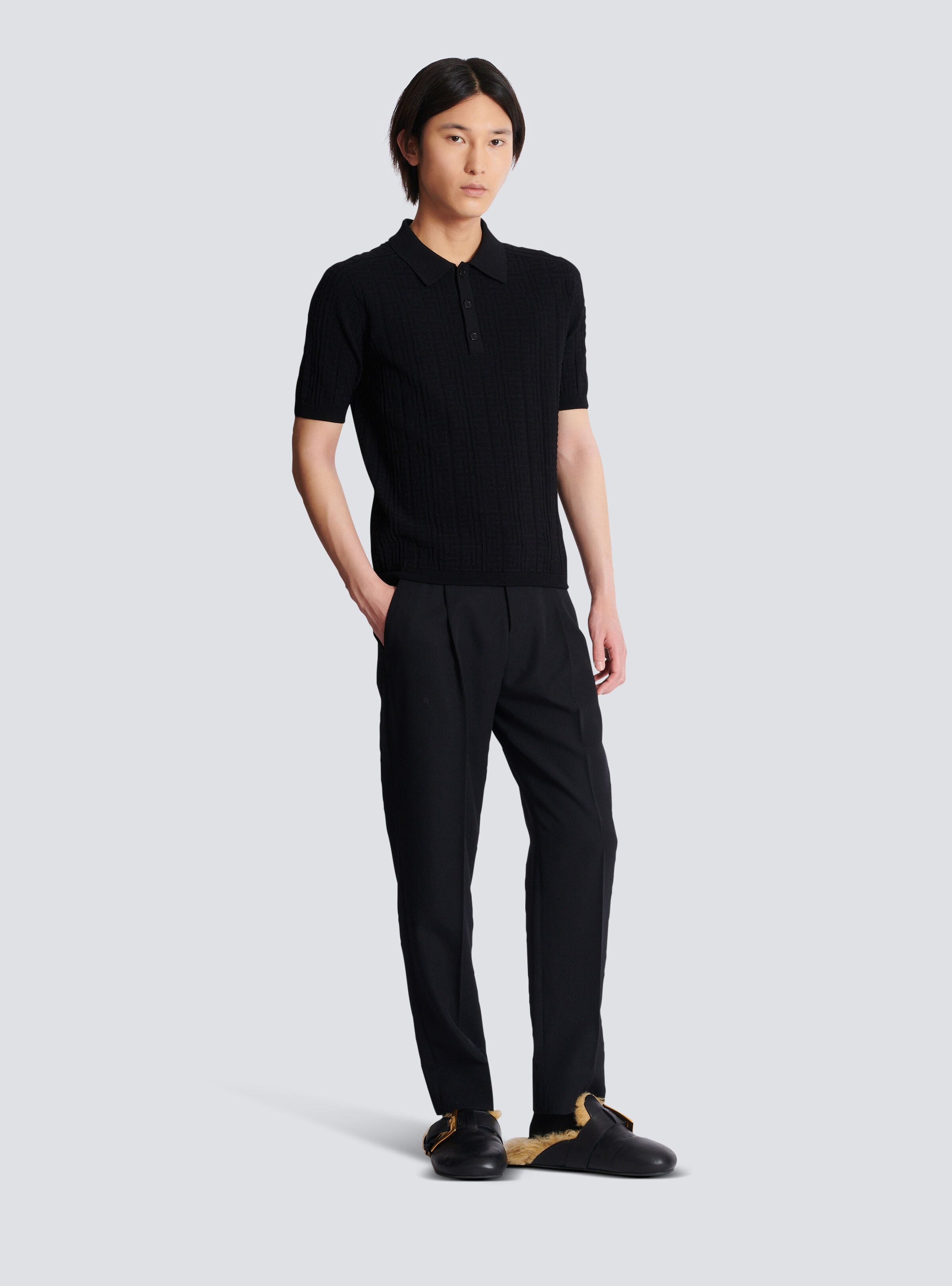 Monogram knit polo shirt - 3