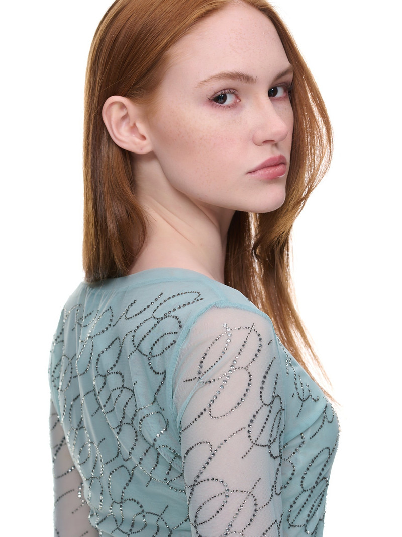 Blumarine Rhinestone Logo Top outlook