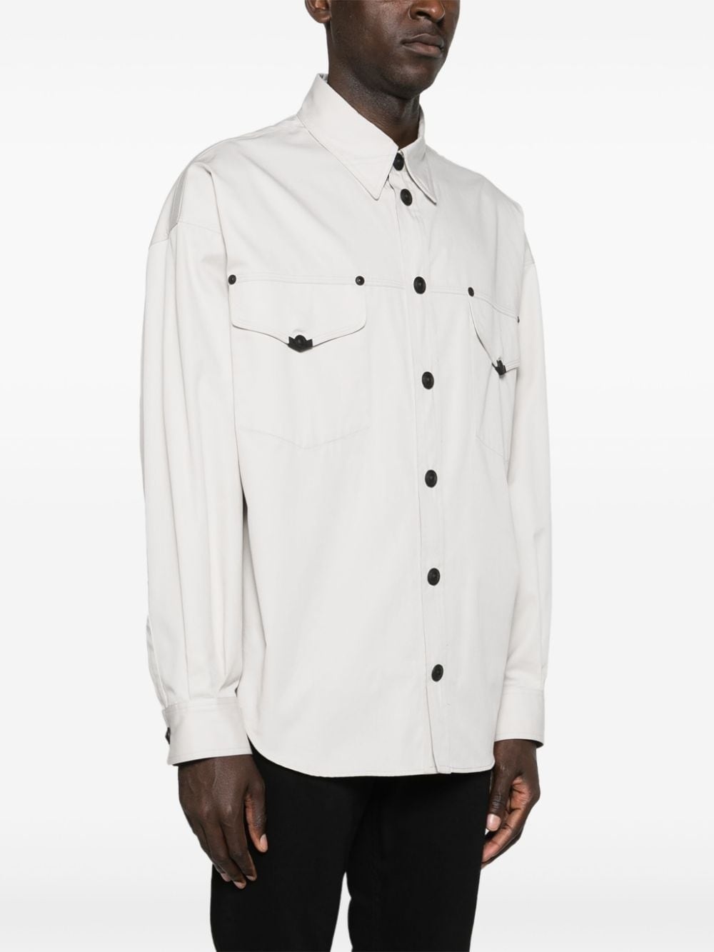 press-stud cotton shirt - 3