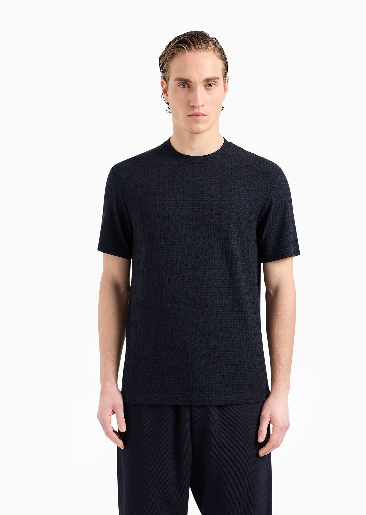 Viscose and cashmere jacquard jersey crew-neck T-shirt - 2