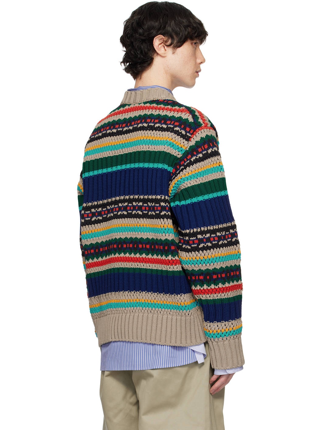 sacai Multicolor Mesh Knit Sweater | ssense | REVERSIBLE