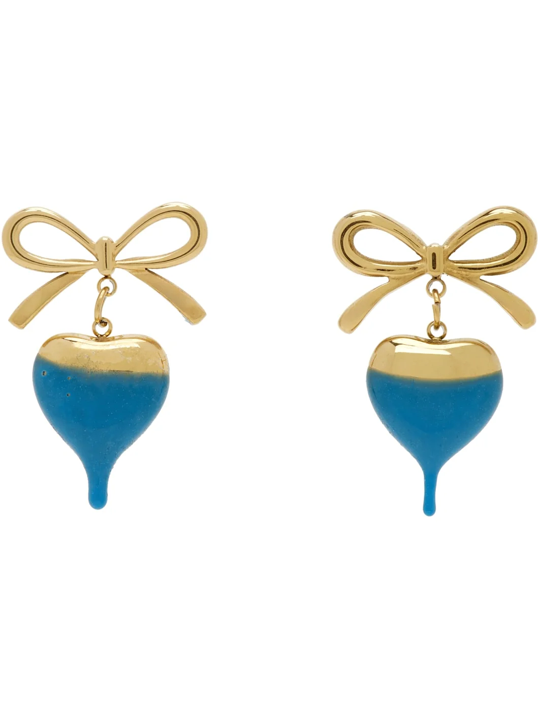 Dipped Bow Heart Earrings - 1