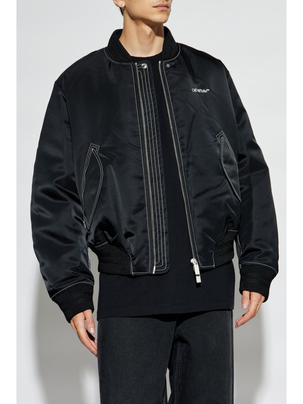 embroidered-logo bomber jacket - 3