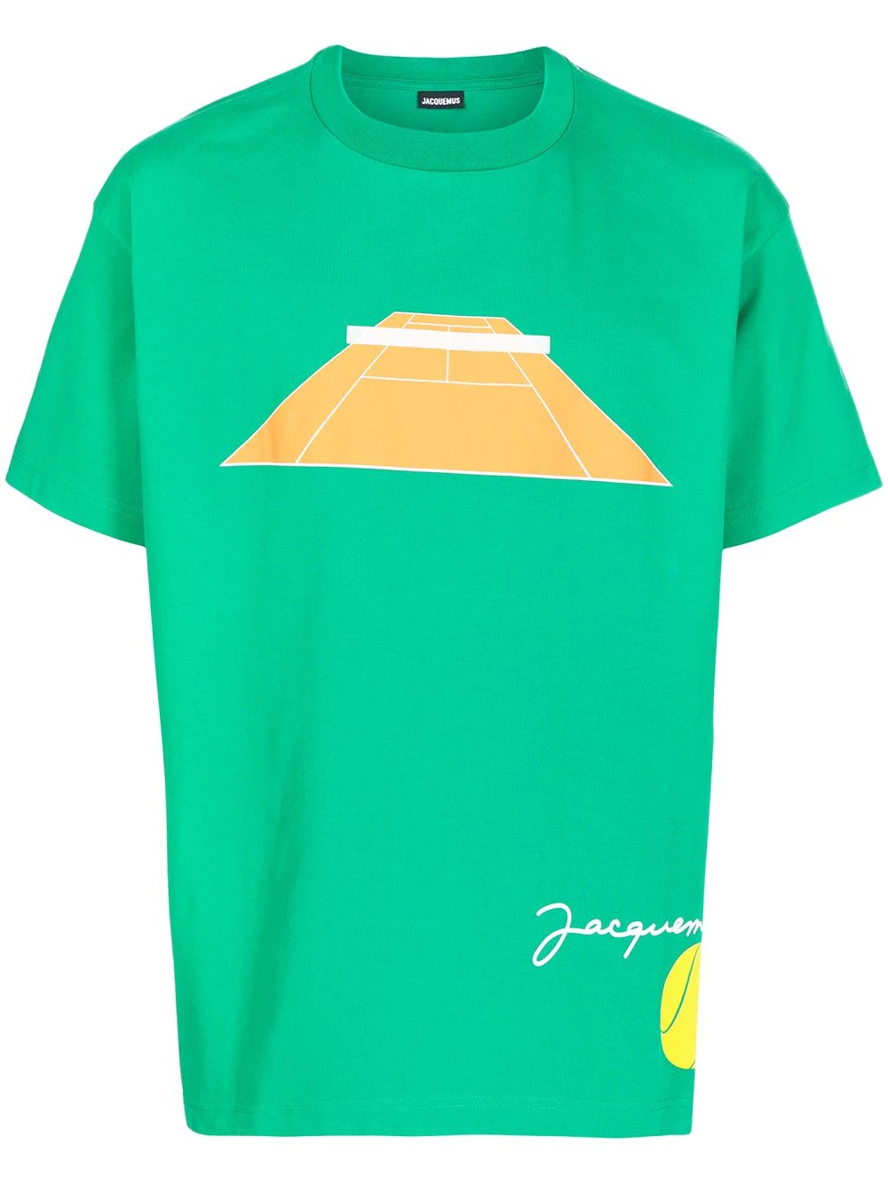 Tennis court-print short-sleeve T-shirt - 1