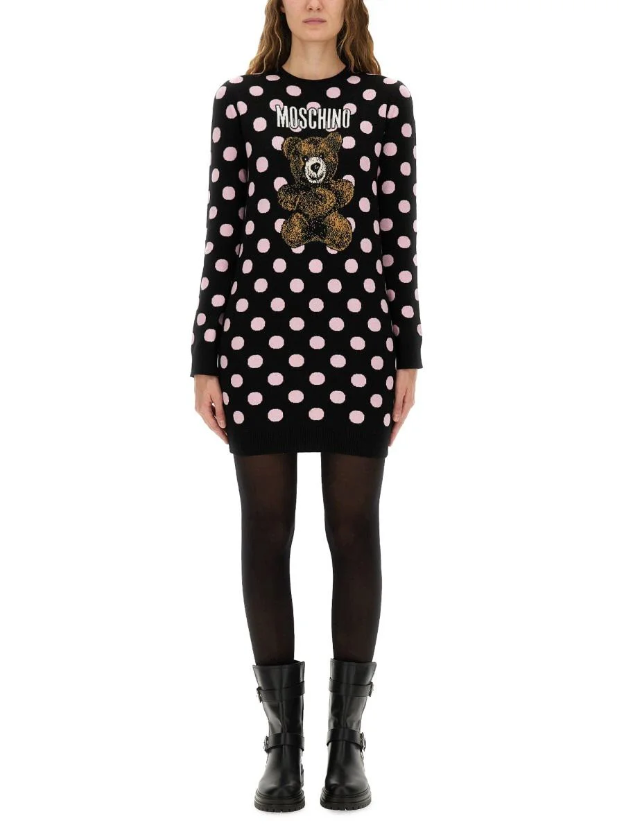 Moschino Polka Dot Dress With Logo - 1