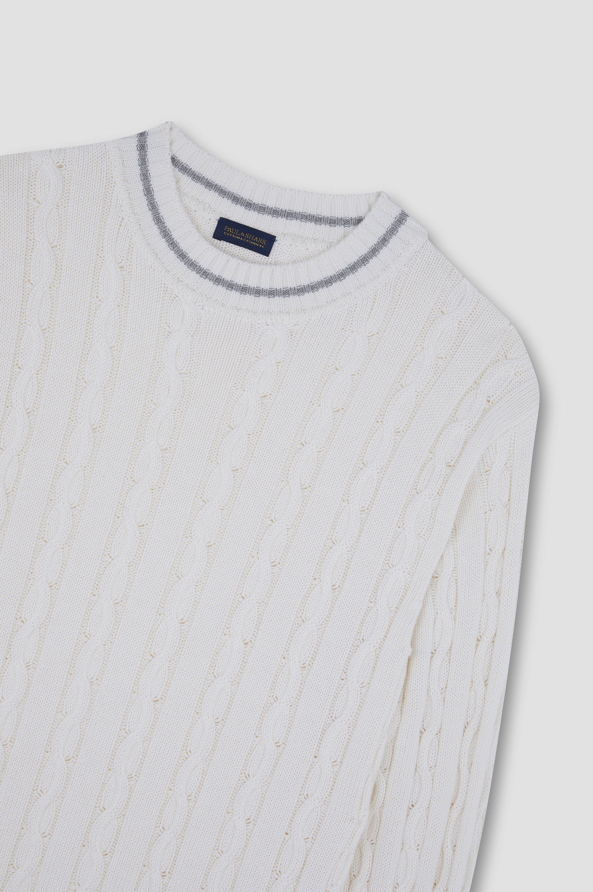 CREW NECK SWEATER IN COTTON AND CASHMERE WITH INLAYS - 5