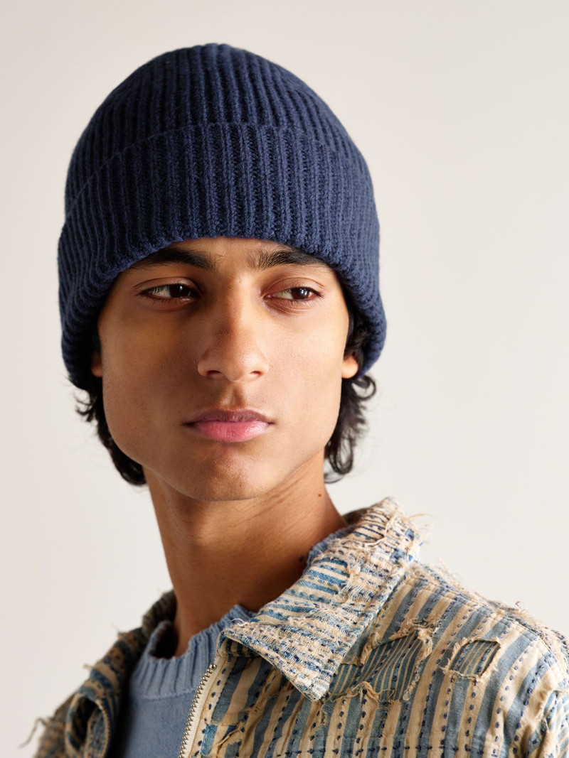 Blue Blue Japan Ribbed Wool and Cashmere-Blend Beanie Navy outlook