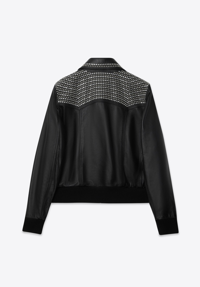 LEATHER JACKET 77 BLACK CRYSTAL STUDS - 4