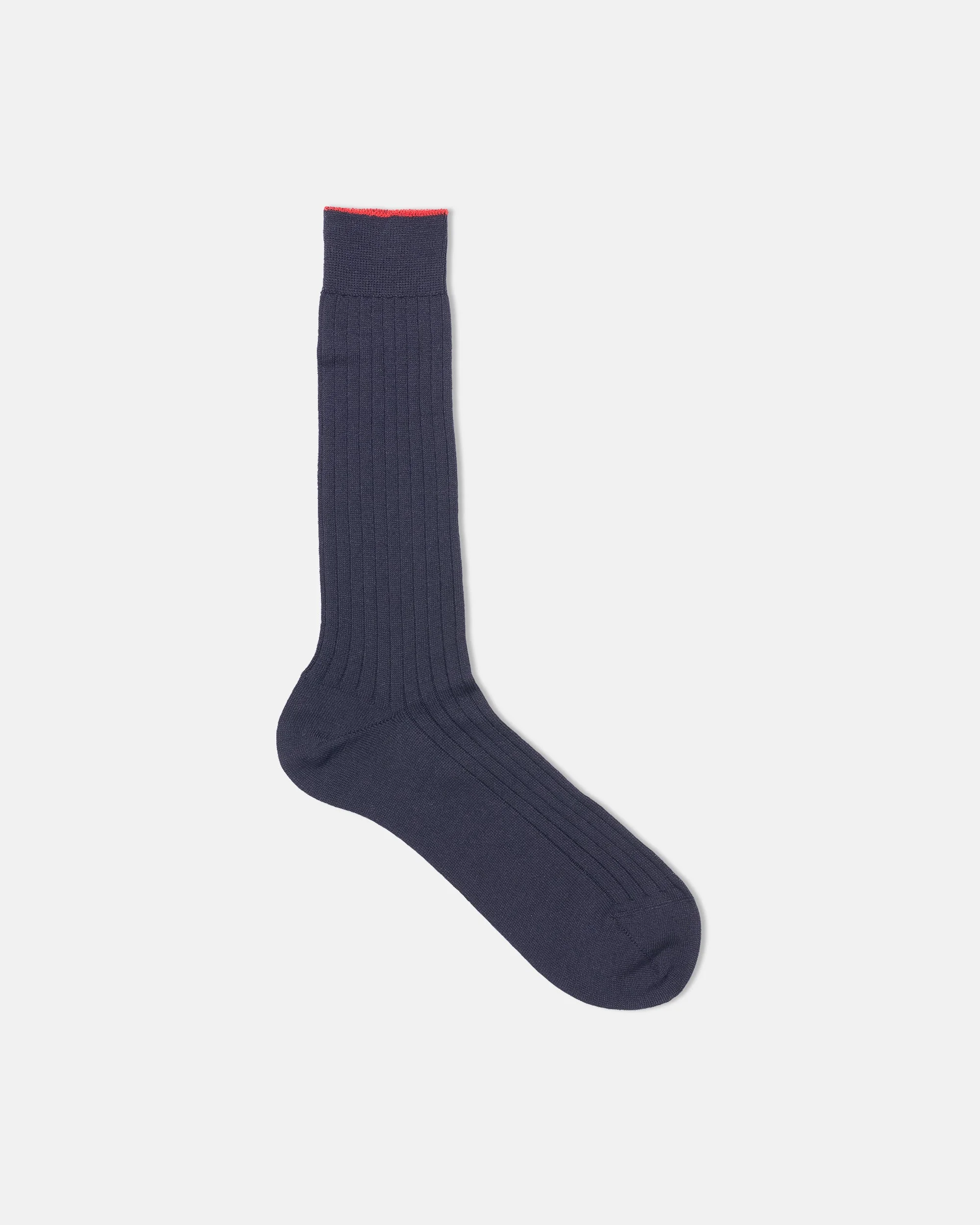 MADE-IN-ITALY NAVY MID-CALF MERINO WOOL SOCKS - 1
