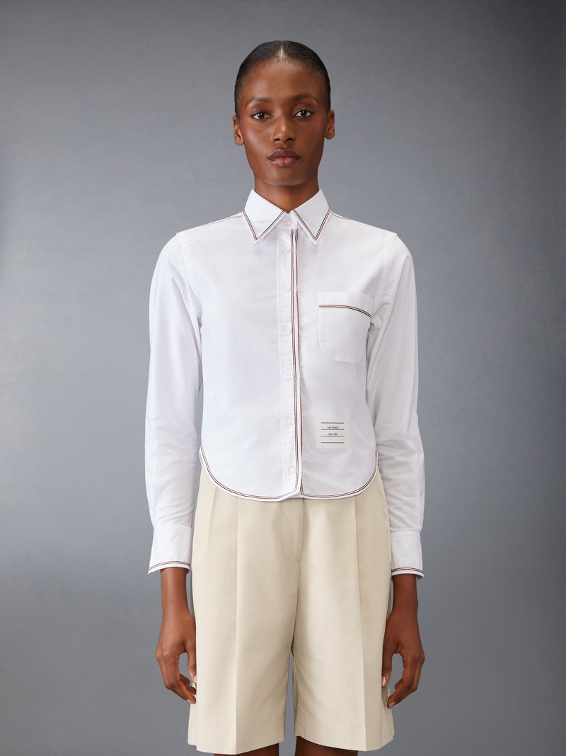 Thom Browne Classic Long Sleeve Cropped Shirt outlook