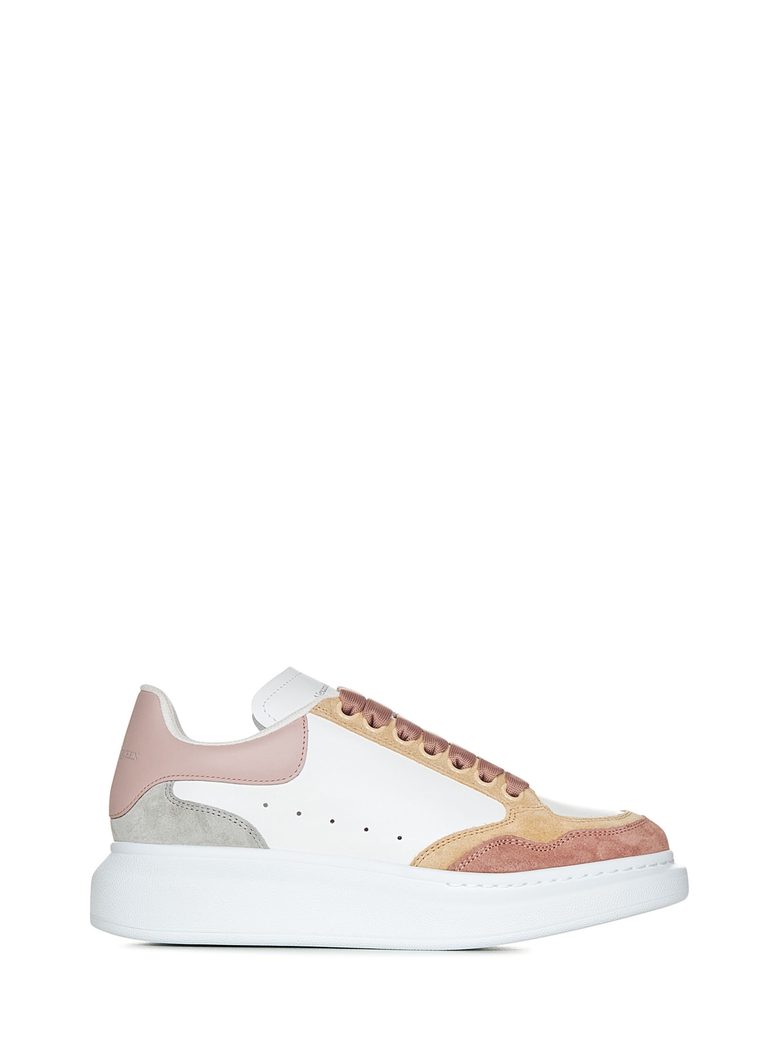 Oversized sneakers in white calfskin with multicolor suede inserts and oversized rubber sole. - 1