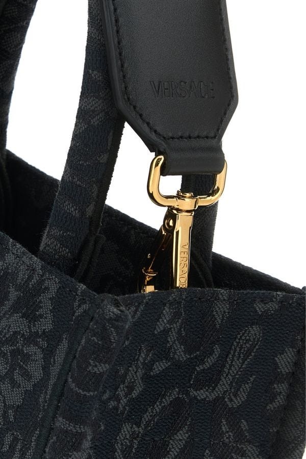 Embroidered canvas mini Athena Barocco shopping bag - 4
