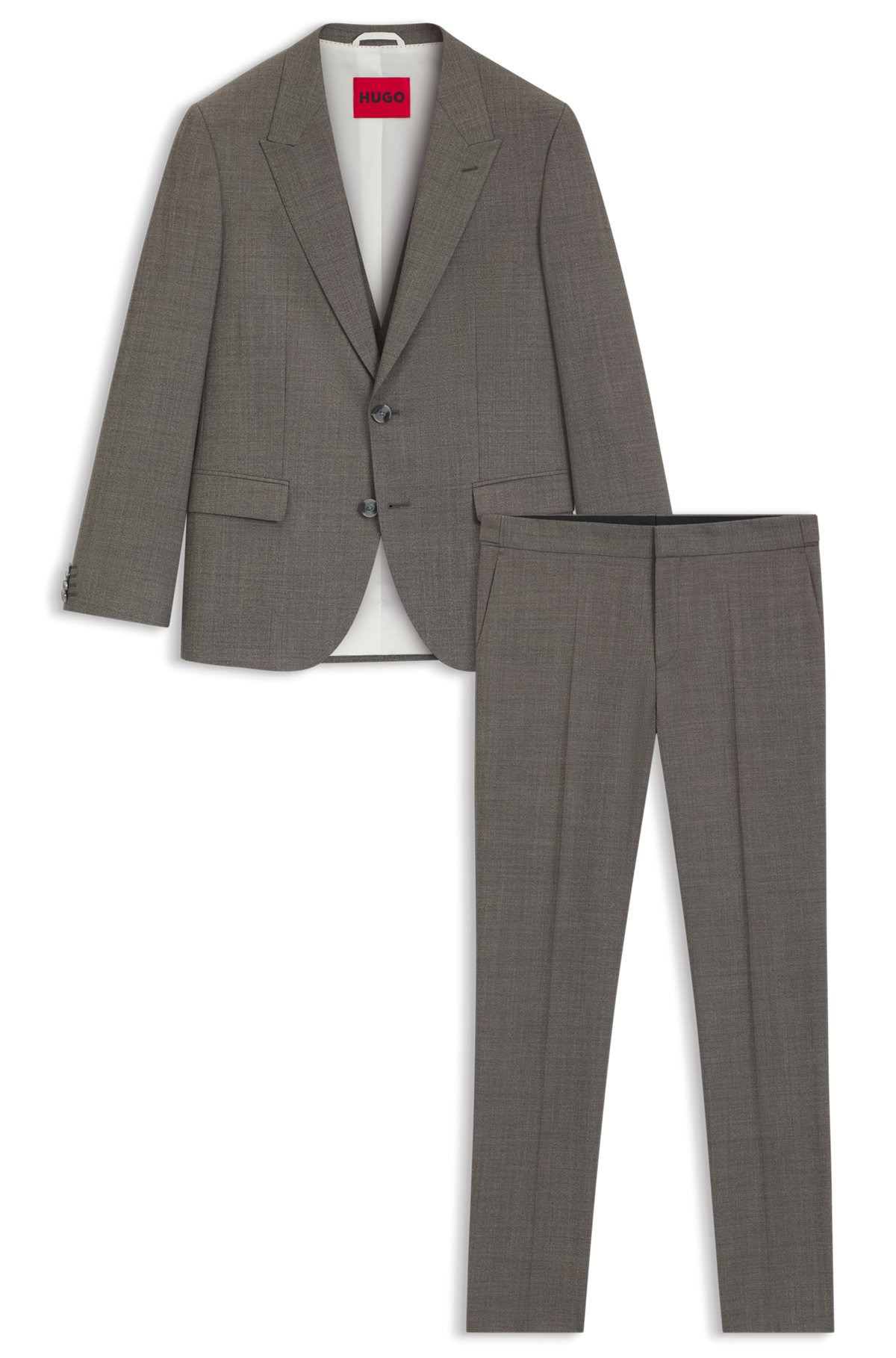 SLIM-FIT THREE-PIECE SUIT WITH SHARKSKIN WEAVE - 8