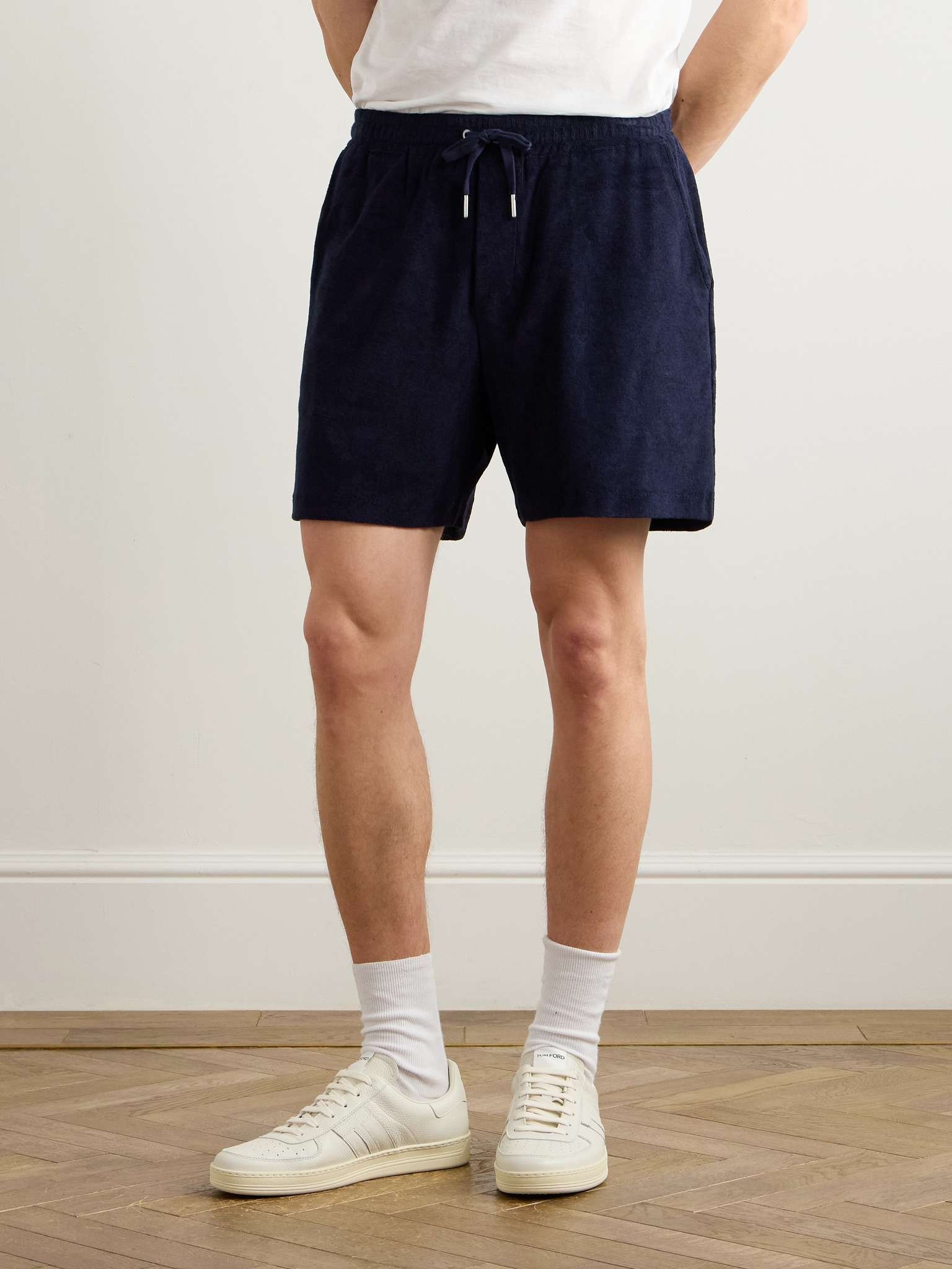 Riviera Straight-Leg Cotton and Modal-Blend Terry Drawstring Shorts - 3