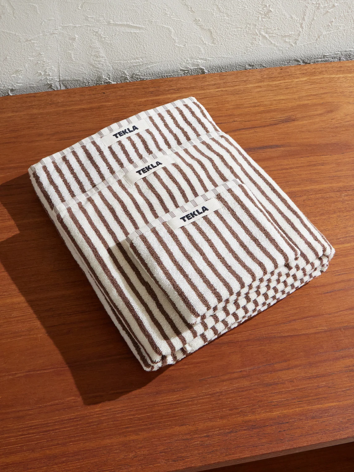 Set of Three Logo-Appliquéd Striped Organic Cotton-Terry Towels - 1