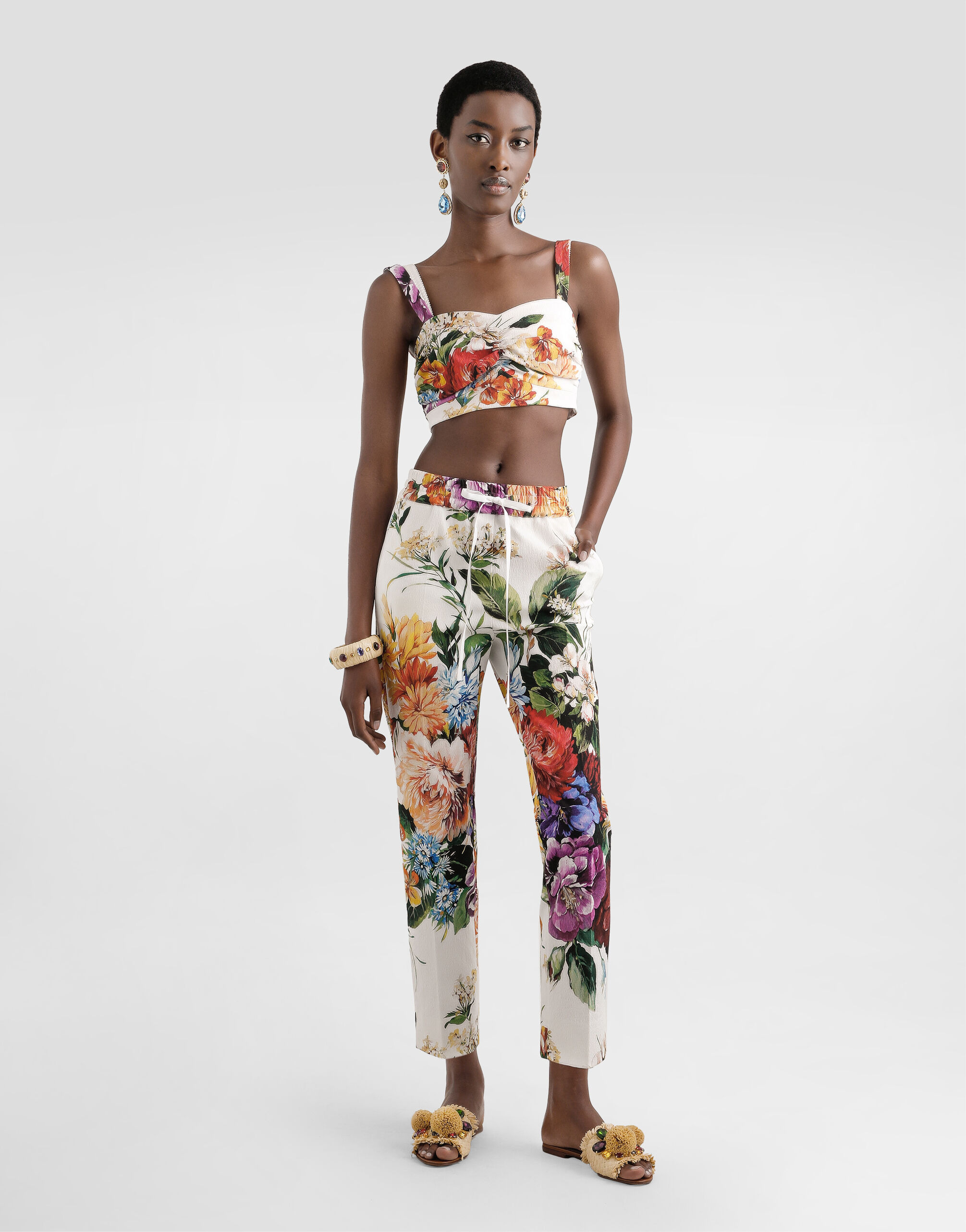 Flower bouquet-print trousers - 4