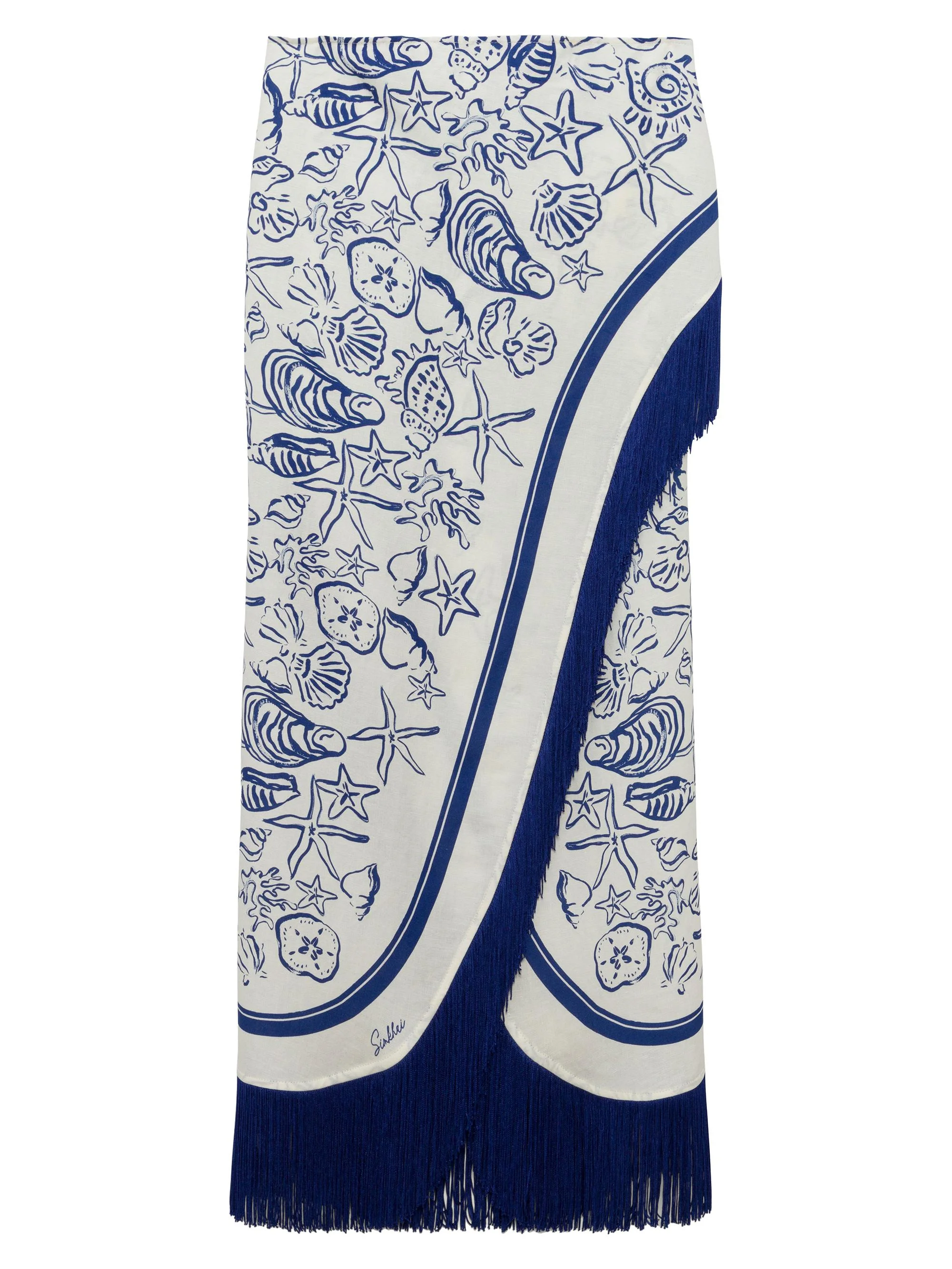Women's Russo Printed Fringe Pareo - Blueberry Multi - 1