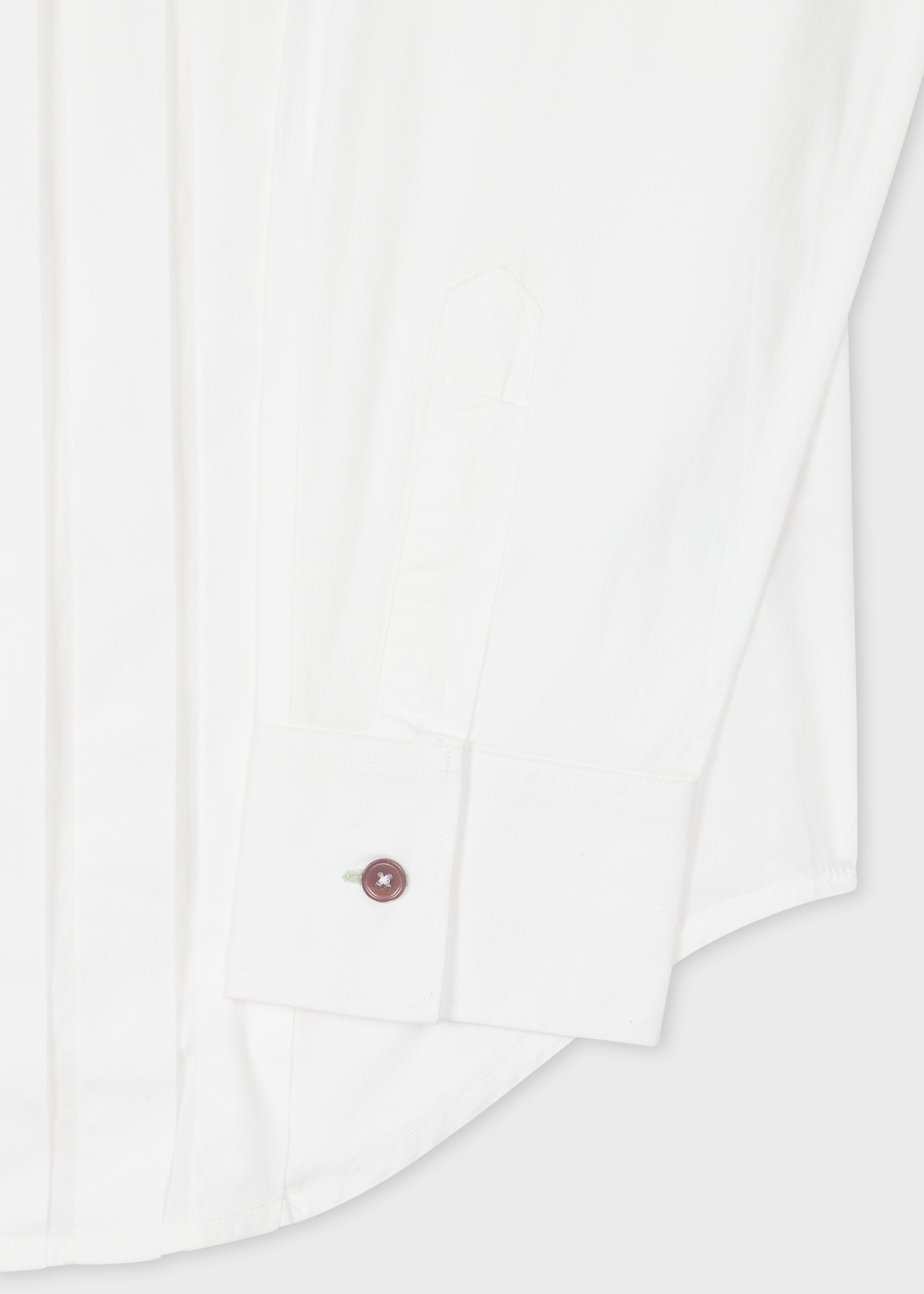 White Pleated-Front Half-Placket Cotton Shirt - 2