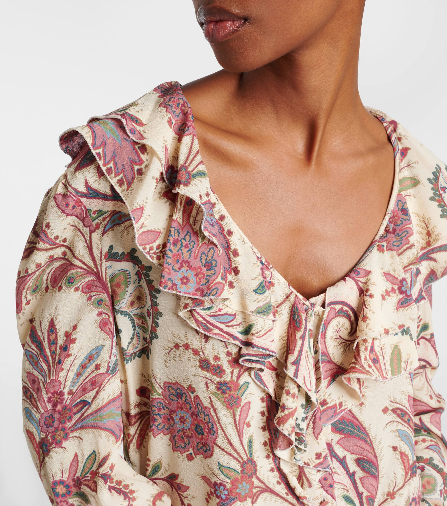 Printed ruffled blouse - 4