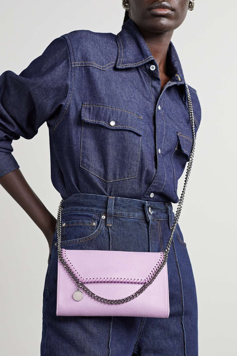 Falabella mini vegetarian brushed-leather shoulder bag 6