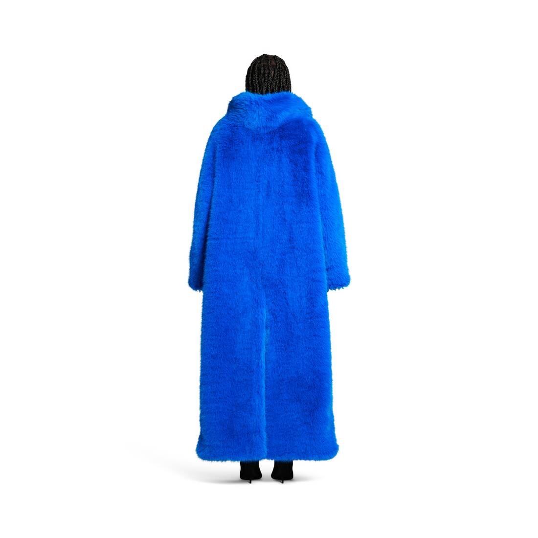 Women's Off Shoulder Coat in Royal Blue - 4