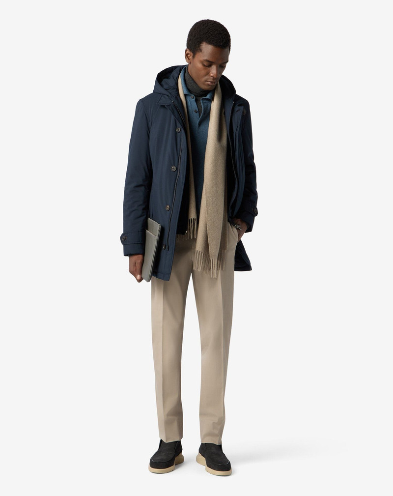 CORNELIANI Beige cotton gabardine and cashmere trousers outlook