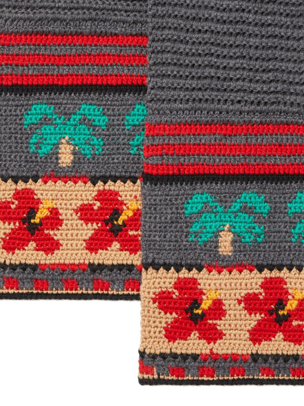Hibiscus Bloom palm-tree wool scarf - 2