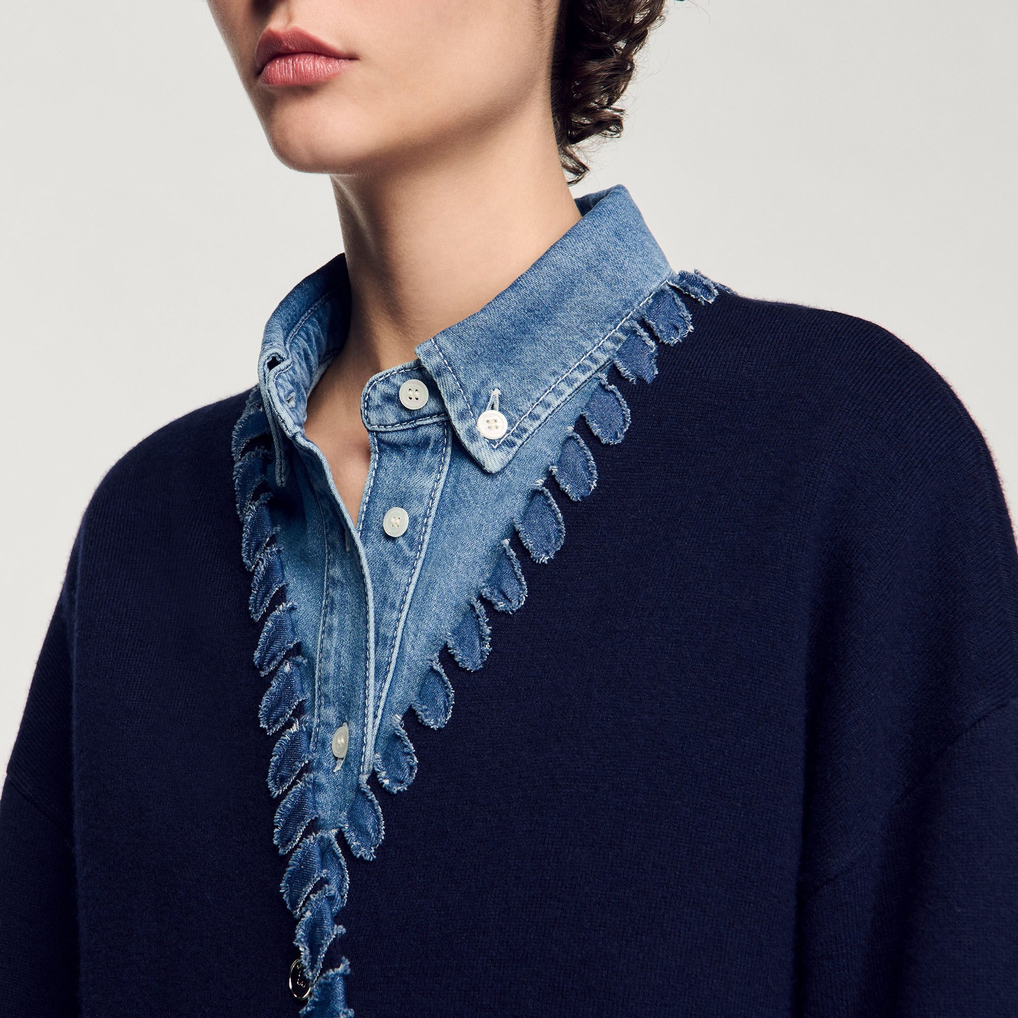CARDIGAN WITH DENIM DETAILS - 3