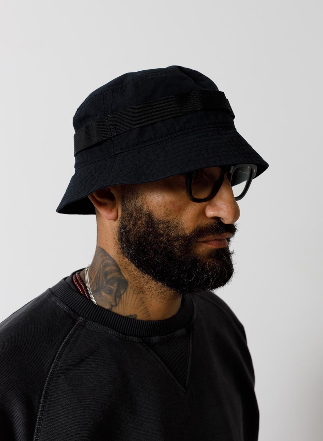 Nam Bucket Hat (Cotton Ripstop) in Black - 4