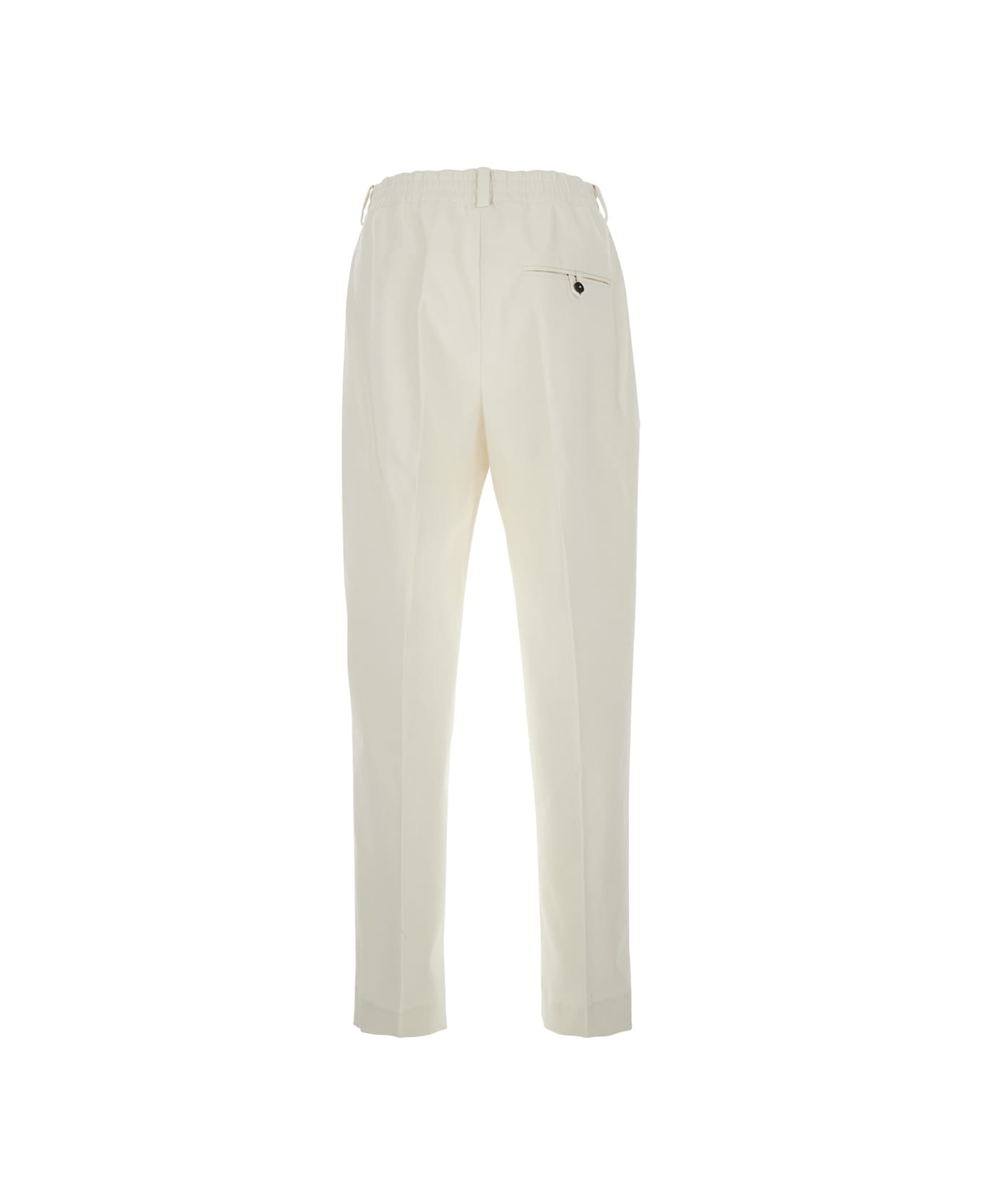 White Pants With Button Closure In Cotton Man - 2