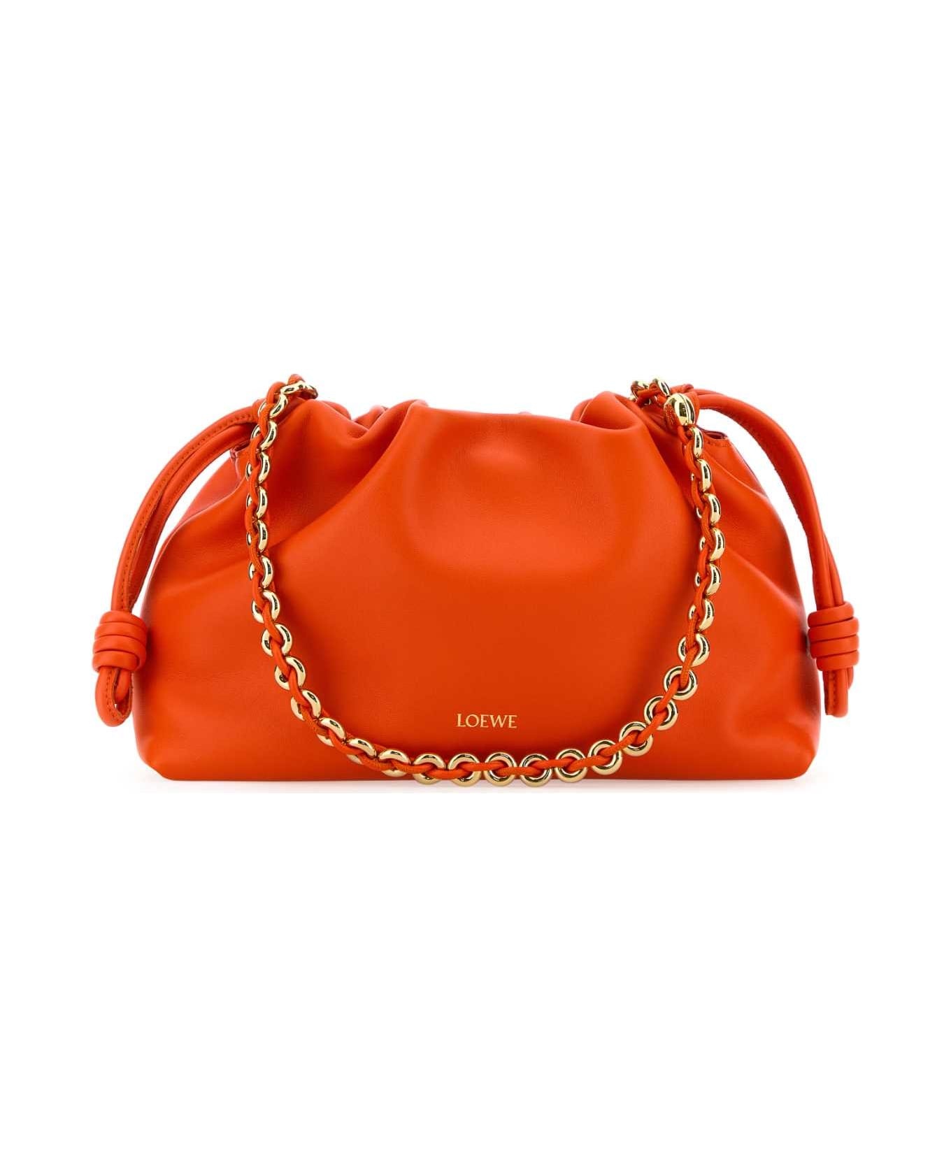 Fluo Orange Nappa Leather Medium Flamenco Clutch - 1