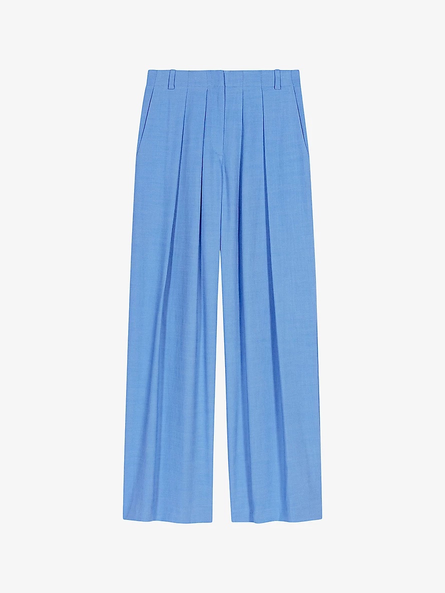 Wide-leg high-rise stretch-woven trousers - 1